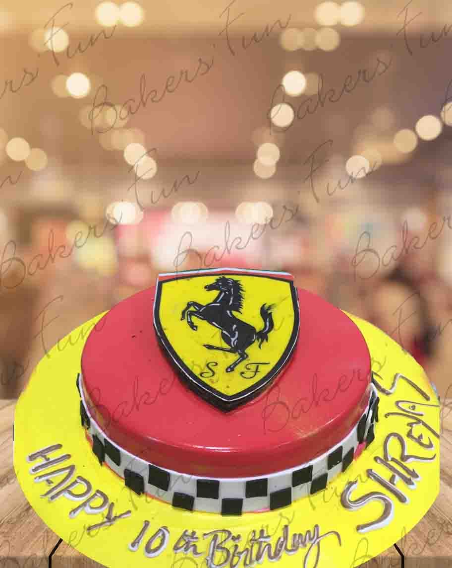 Ferrari Model Birthday Fondant Cake - Bakersfun