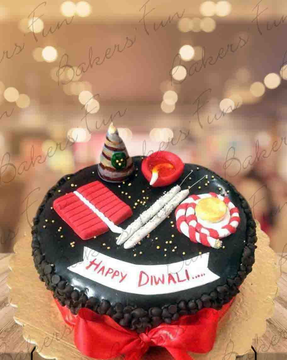 Happy Diwali Fondant Cake Bakersfun
