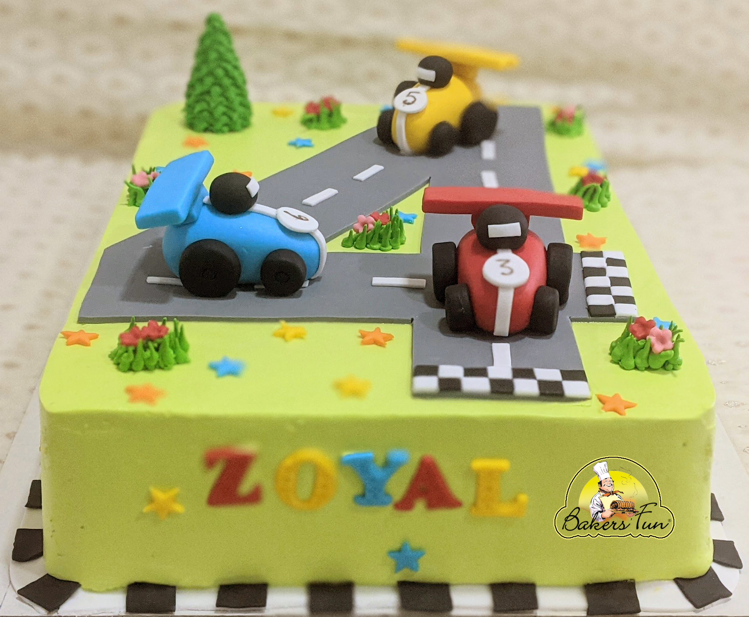 Racing Track Theme Cake | Order Online at Bakers Fun